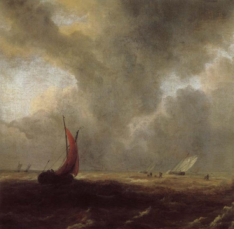 Jacob van Ruisdael Sailing Vessels in a Choppy sea oil painting image